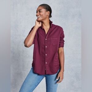 Frank & Eileen Barry Tailored Button Up Shirt Purple Maroon Distressed Size M